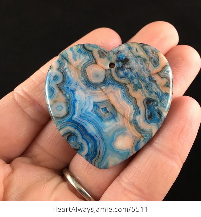 Heart Shaped Blue Crazy Lace Agate Stone Jewelry Pendant - #jWr0dzCoJqM-6