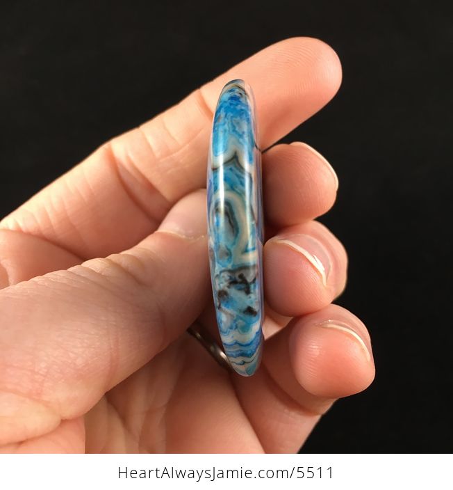 Heart Shaped Blue Crazy Lace Agate Stone Jewelry Pendant - #jWr0dzCoJqM-5