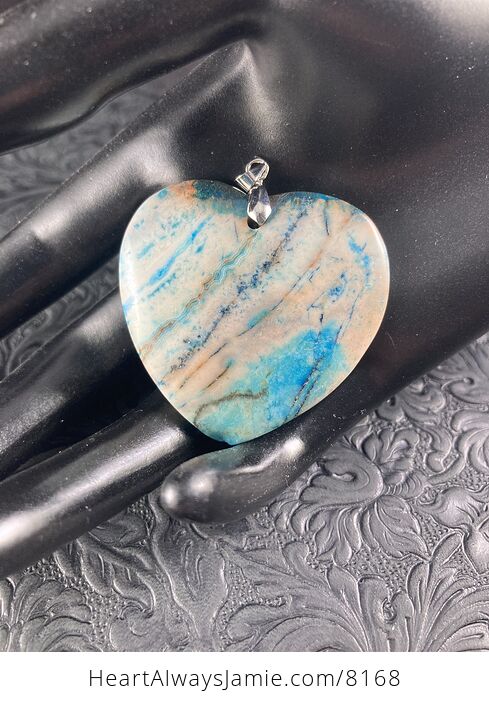 Heart Shaped Blue Crazy Lace Agate Stone Jewelry Pendant - #qi3G4LAfQak-2
