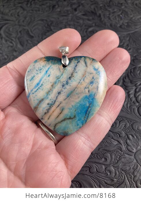 Heart Shaped Blue Crazy Lace Agate Stone Jewelry Pendant - #qi3G4LAfQak-3