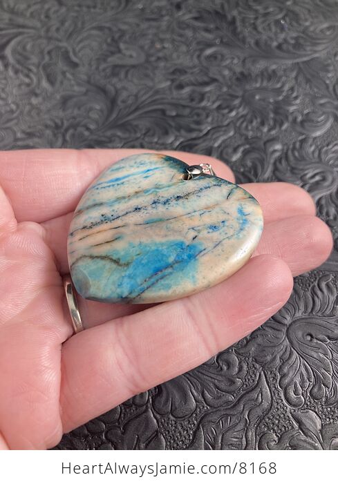 Heart Shaped Blue Crazy Lace Agate Stone Jewelry Pendant - #qi3G4LAfQak-4