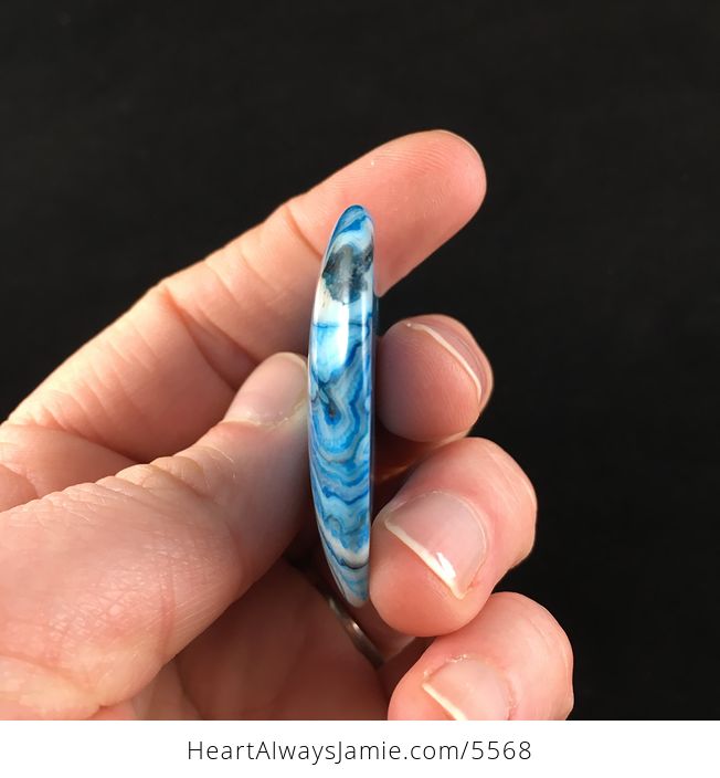 Heart Shaped Blue Crazy Lace Agate Stone Jewelry Pendant - #sMIIvd1xsAU-5
