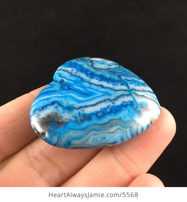 Heart Shaped Blue Crazy Lace Agate Stone Jewelry Pendant - #sMIIvd1xsAU-4