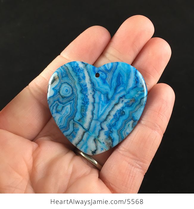 Heart Shaped Blue Crazy Lace Agate Stone Jewelry Pendant - #sMIIvd1xsAU-6