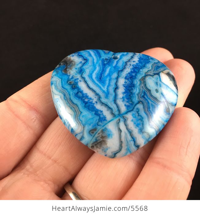 Heart Shaped Blue Crazy Lace Agate Stone Jewelry Pendant - #sMIIvd1xsAU-2