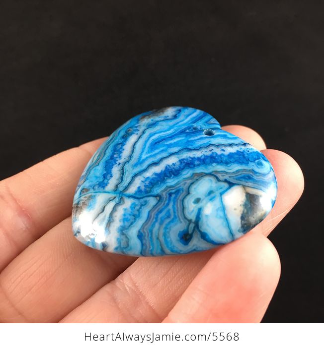 Heart Shaped Blue Crazy Lace Agate Stone Jewelry Pendant - #sMIIvd1xsAU-3
