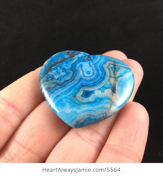 Heart Shaped Blue Crazy Lace Agate Stone Jewelry Pendant - #tfJPbXVFP4E-2
