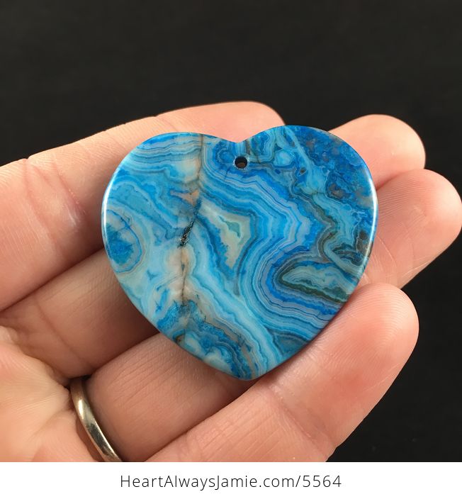 Heart Shaped Blue Crazy Lace Agate Stone Jewelry Pendant - #tfJPbXVFP4E-6