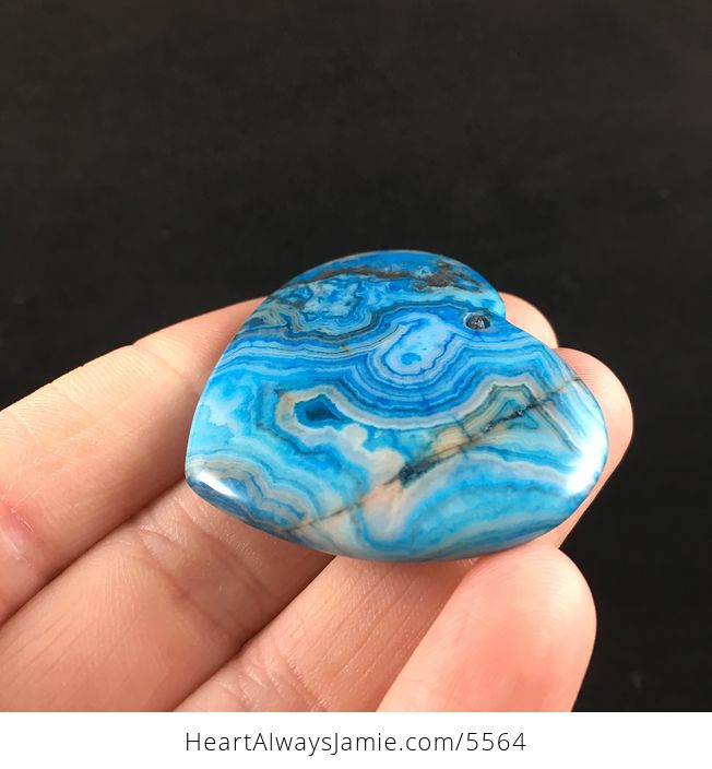 Heart Shaped Blue Crazy Lace Agate Stone Jewelry Pendant - #tfJPbXVFP4E-3