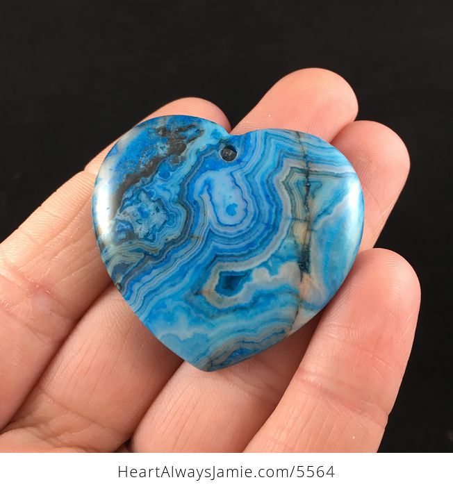 Heart Shaped Blue Crazy Lace Agate Stone Jewelry Pendant - #tfJPbXVFP4E-1