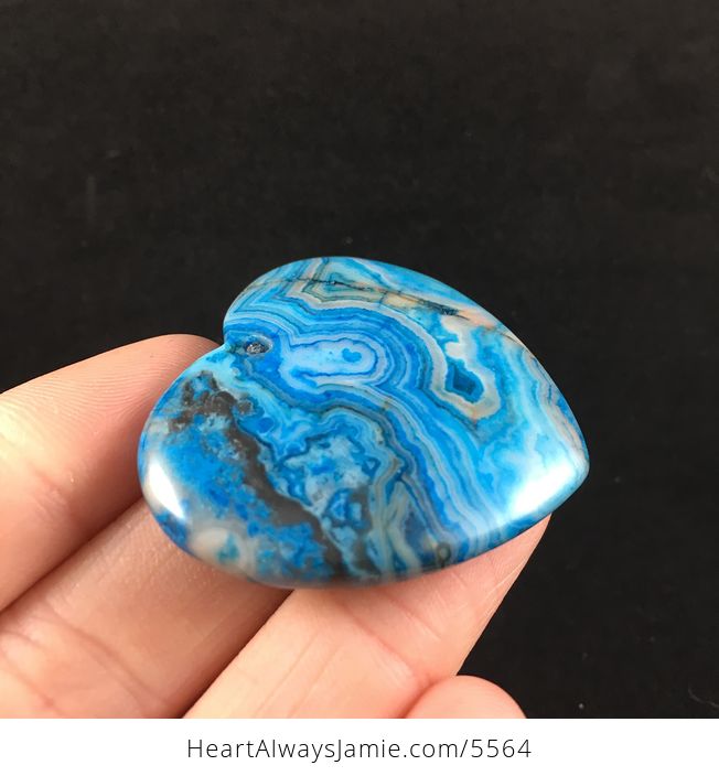 Heart Shaped Blue Crazy Lace Agate Stone Jewelry Pendant - #tfJPbXVFP4E-4