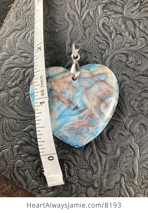 Heart Shaped Blue Crazy Lace Agate Stone Jewelry Pendant - #zjavQQvquSA-3