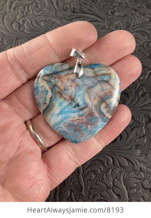 Heart Shaped Blue Crazy Lace Agate Stone Jewelry Pendant - #zjavQQvquSA-1