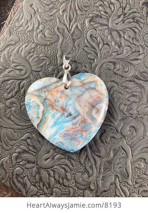 Heart Shaped Blue Crazy Lace Agate Stone Jewelry Pendant - #zjavQQvquSA-2