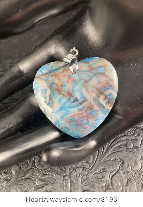Heart Shaped Blue Crazy Lace Agate Stone Jewelry Pendant - #zjavQQvquSA-6