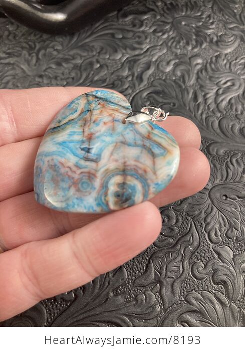 Heart Shaped Blue Crazy Lace Agate Stone Jewelry Pendant - #zjavQQvquSA-4