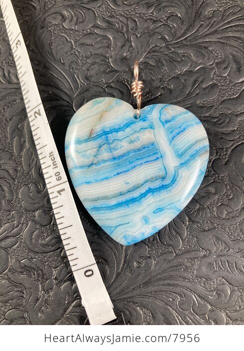 Heart Shaped Blue Crazy Lace Mexican Agate Stone Jewelry Pendant - #Ep9QhYcYa68-6