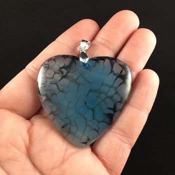 Heart Shaped Blue Dragon Veins Agate Stone Jewelry Pendant #mCb6yxOuEIo