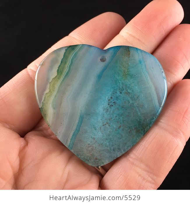 Heart Shaped Blue Drusy Agate Stone Jewelry Pendant - #d20ozeER29E-6