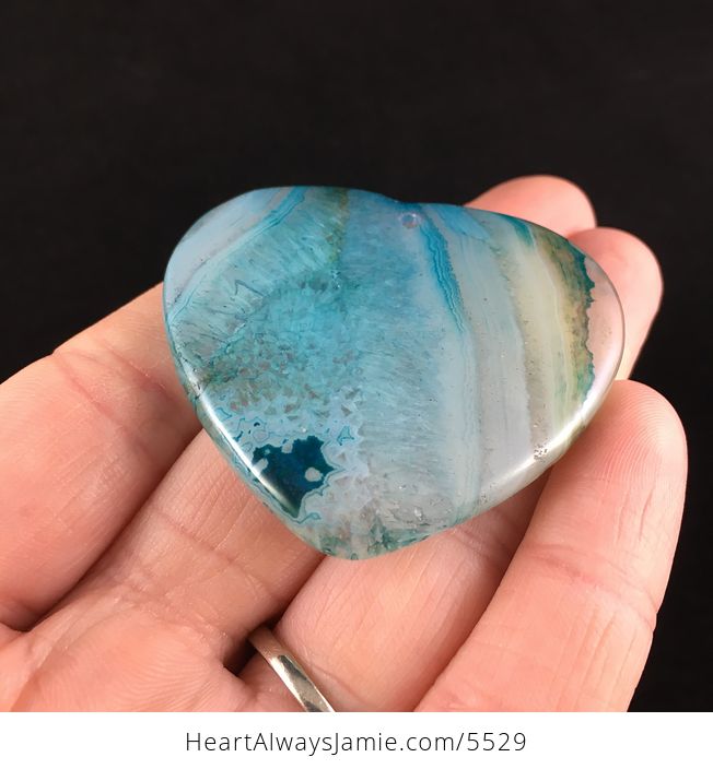 Heart Shaped Blue Drusy Agate Stone Jewelry Pendant - #d20ozeER29E-2