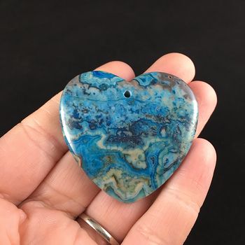 Heart Shaped Blue Druzy Crazy Lace Agate Stone Jewelry Pendant #0rm3gyyyeM4
