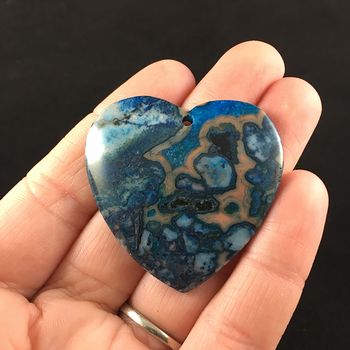 Heart Shaped Blue Druzy Crazy Lace Agate Stone Jewelry Pendant #Jc4T5OR1SQc