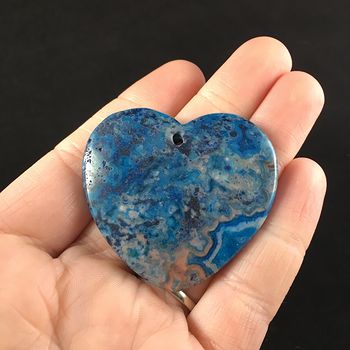 Heart Shaped Blue Druzy Crazy Lace Agate Stone Jewelry Pendant #nmbyBOz1FAI