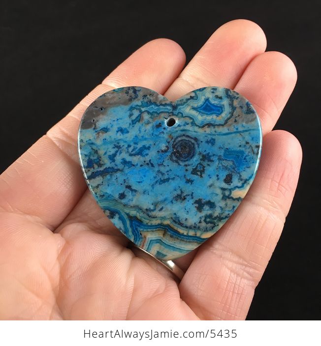 Heart Shaped Blue Druzy Crazy Lace Agate Stone Jewelry Pendant - #0rm3gyyyeM4-6
