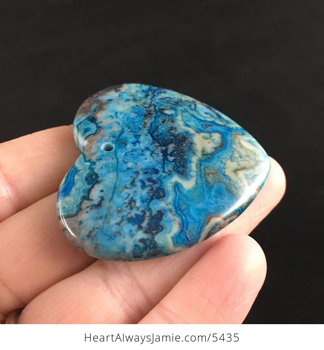 Heart Shaped Blue Druzy Crazy Lace Agate Stone Jewelry Pendant - #0rm3gyyyeM4-4