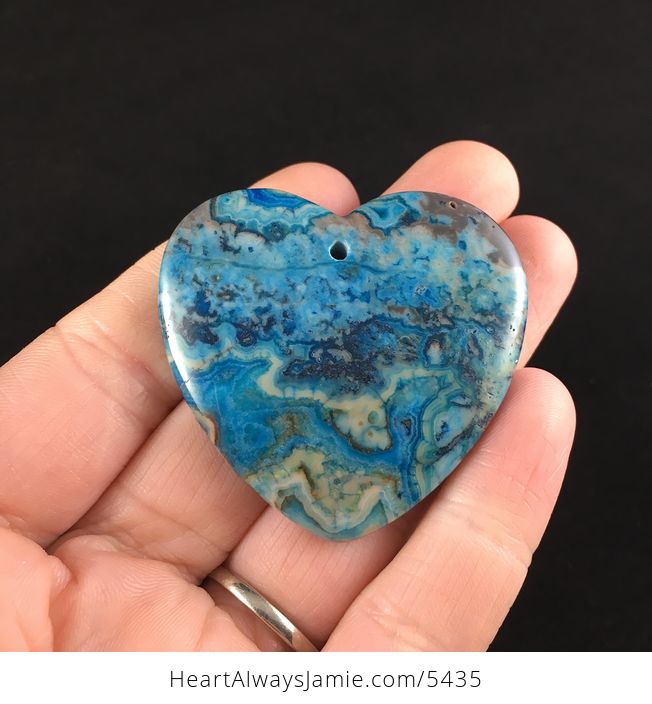 Heart Shaped Blue Druzy Crazy Lace Agate Stone Jewelry Pendant - #0rm3gyyyeM4-1