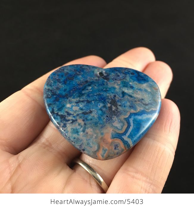 Heart Shaped Blue Druzy Crazy Lace Agate Stone Jewelry Pendant - #nmbyBOz1FAI-2