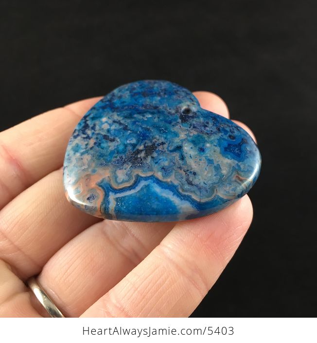 Heart Shaped Blue Druzy Crazy Lace Agate Stone Jewelry Pendant - #nmbyBOz1FAI-3