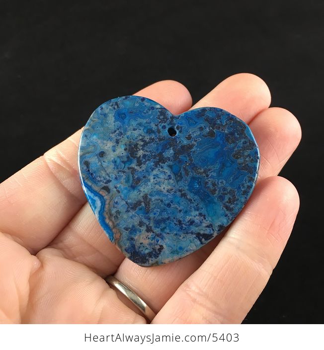 Heart Shaped Blue Druzy Crazy Lace Agate Stone Jewelry Pendant - #nmbyBOz1FAI-6
