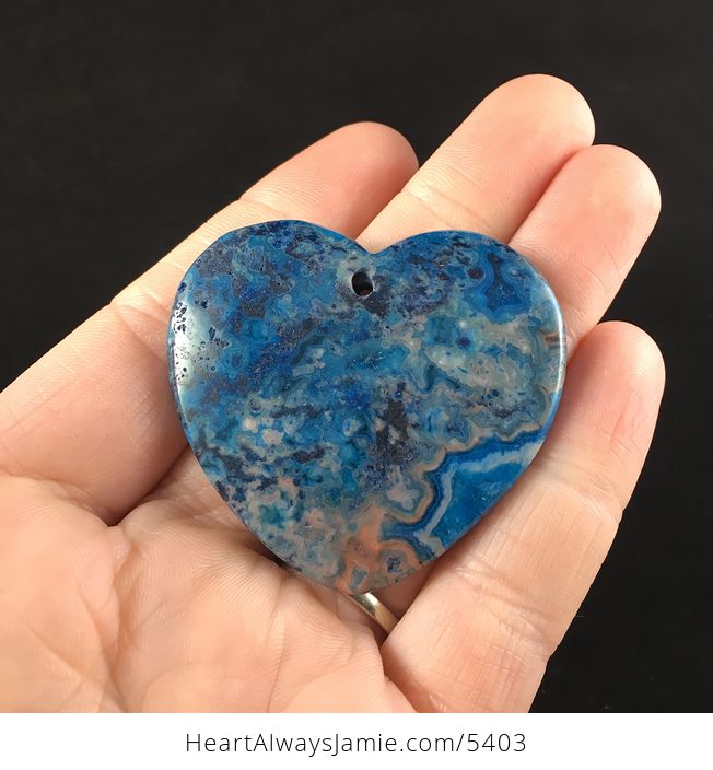 Heart Shaped Blue Druzy Crazy Lace Agate Stone Jewelry Pendant - #nmbyBOz1FAI-1