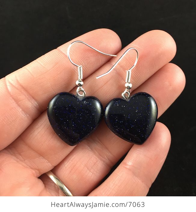 Heart Shaped Blue Goldstone Jewelry Earrings - #5QJxytCw61Y-1