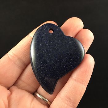 Heart Shaped Blue Goldstone Jewelry Pendant #R4FKbqteYdg