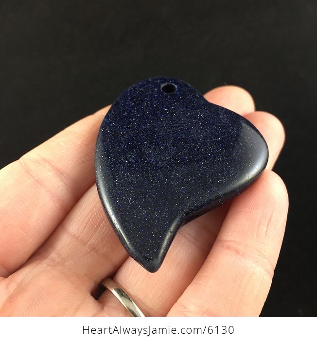 Heart Shaped Blue Goldstone Jewelry Pendant - #R4FKbqteYdg-2