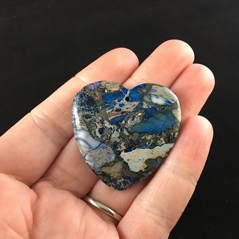 Heart Shaped Blue Sea Sediment Jasper Stone Jewelry Pendant #fGQ3kqLa4NQ