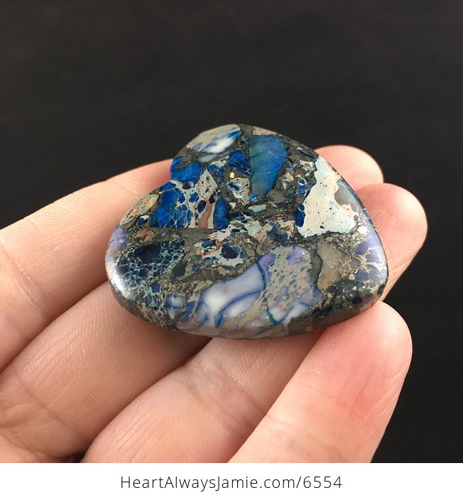 Heart Shaped Blue Sea Sediment Jasper Stone Jewelry Pendant - #fGQ3kqLa4NQ-4