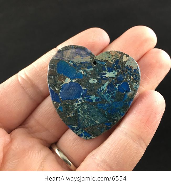Heart Shaped Blue Sea Sediment Jasper Stone Jewelry Pendant - #fGQ3kqLa4NQ-6