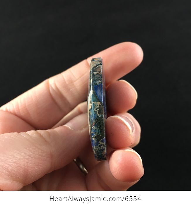 Heart Shaped Blue Sea Sediment Jasper Stone Jewelry Pendant - #fGQ3kqLa4NQ-5
