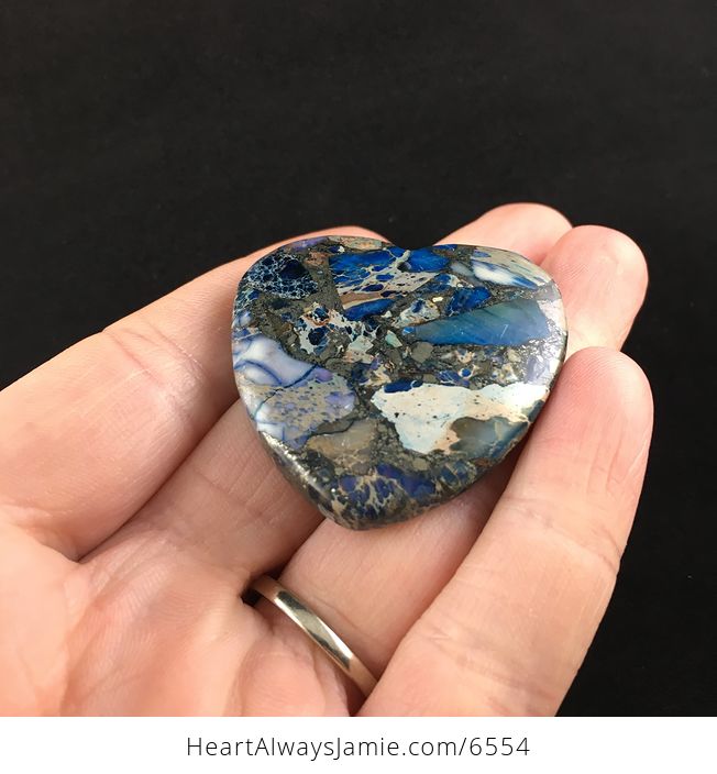 Heart Shaped Blue Sea Sediment Jasper Stone Jewelry Pendant - #fGQ3kqLa4NQ-2