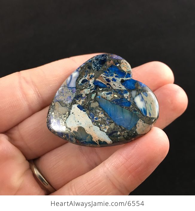 Heart Shaped Blue Sea Sediment Jasper Stone Jewelry Pendant - #fGQ3kqLa4NQ-3