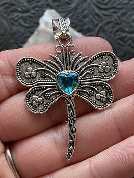 Heart Shaped Blue Topaz Dragonfly Stone Jewelry Crystal Pendant #mClM3e3Lwqk