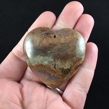 Heart Shaped Brown Moss Agate Stone Jewelry Pendant #aFLkiF74Nx0