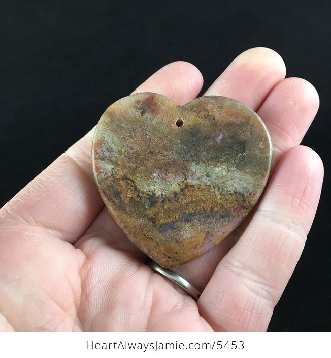 Heart Shaped Brown Moss Agate Stone Jewelry Pendant - #aFLkiF74Nx0-6