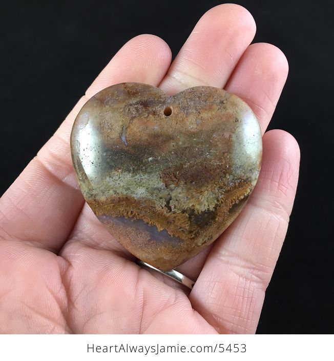 Heart Shaped Brown Moss Agate Stone Jewelry Pendant - #aFLkiF74Nx0-1