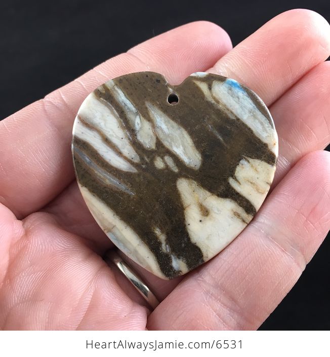 Heart Shaped Brown Travertino Stone Jewelry Pendant - #GyZEi4gP83M-6
