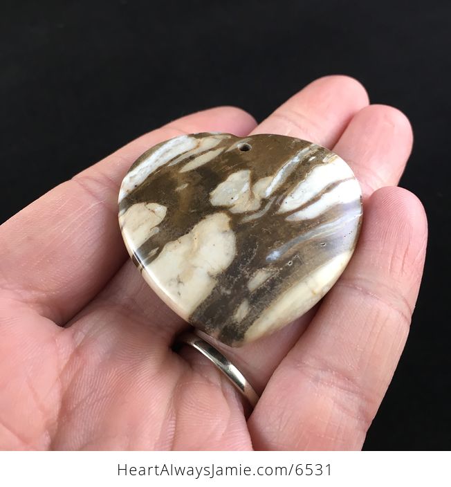 Heart Shaped Brown Travertino Stone Jewelry Pendant - #GyZEi4gP83M-2