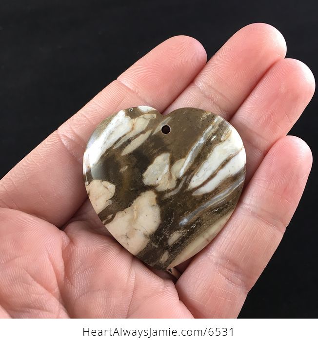 Heart Shaped Brown Travertino Stone Jewelry Pendant - #GyZEi4gP83M-1
